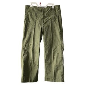 J. Crew Olive Lizzie Patch-Pocket Wide-Leg Pants.